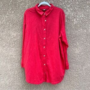 J. Jill Shirt Plus Size 3X Women's Red Long Sleeve Classic‎ Button Down Top
